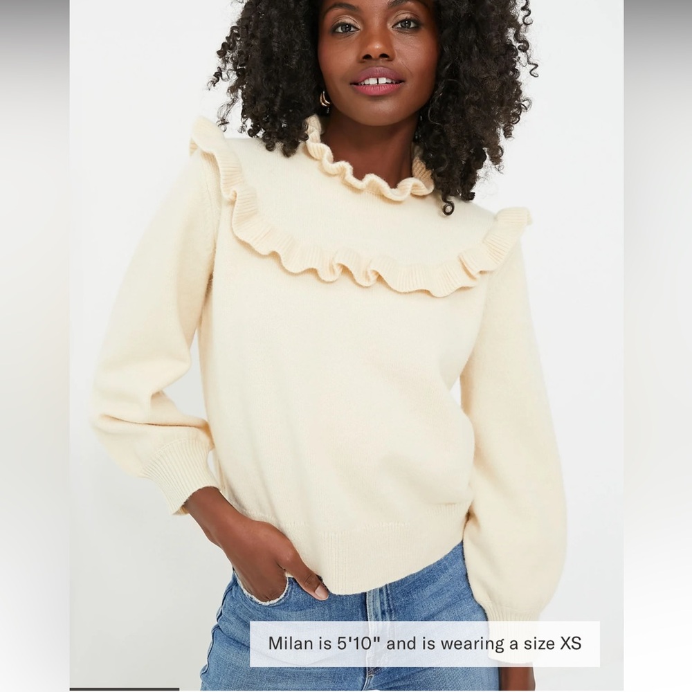 HYACINTH HOUSE

Cream Ruffle Ramona Sweater